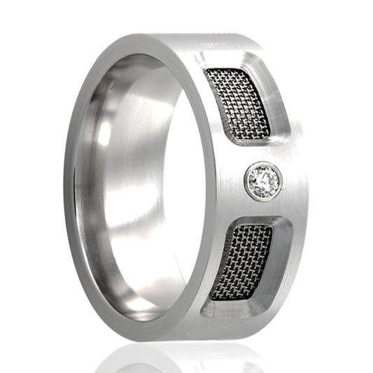 Cobalt Mesh Screen Diamond Ring - Satin Finish