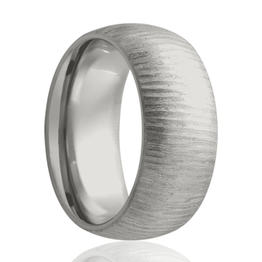 Cobalt Dome Comfort Fit Treebark Finish Ring