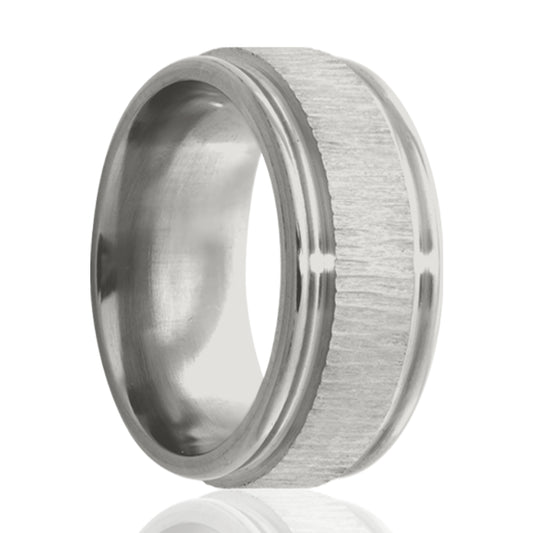 Cobalt Comfort Fit Treebark High Polish Ring