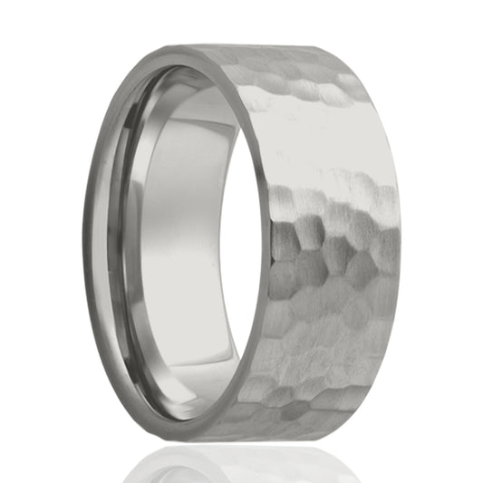 Cobalt Hammered Flat Comfort Fit Ring - 7-10 Day Delivery