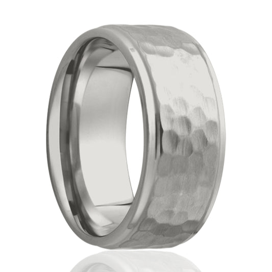 Cobalt Hammered Step Edge Ring - Polished Finish