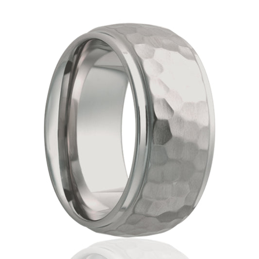 Cobalt Hammered Dome Step Edge Ring - Polished