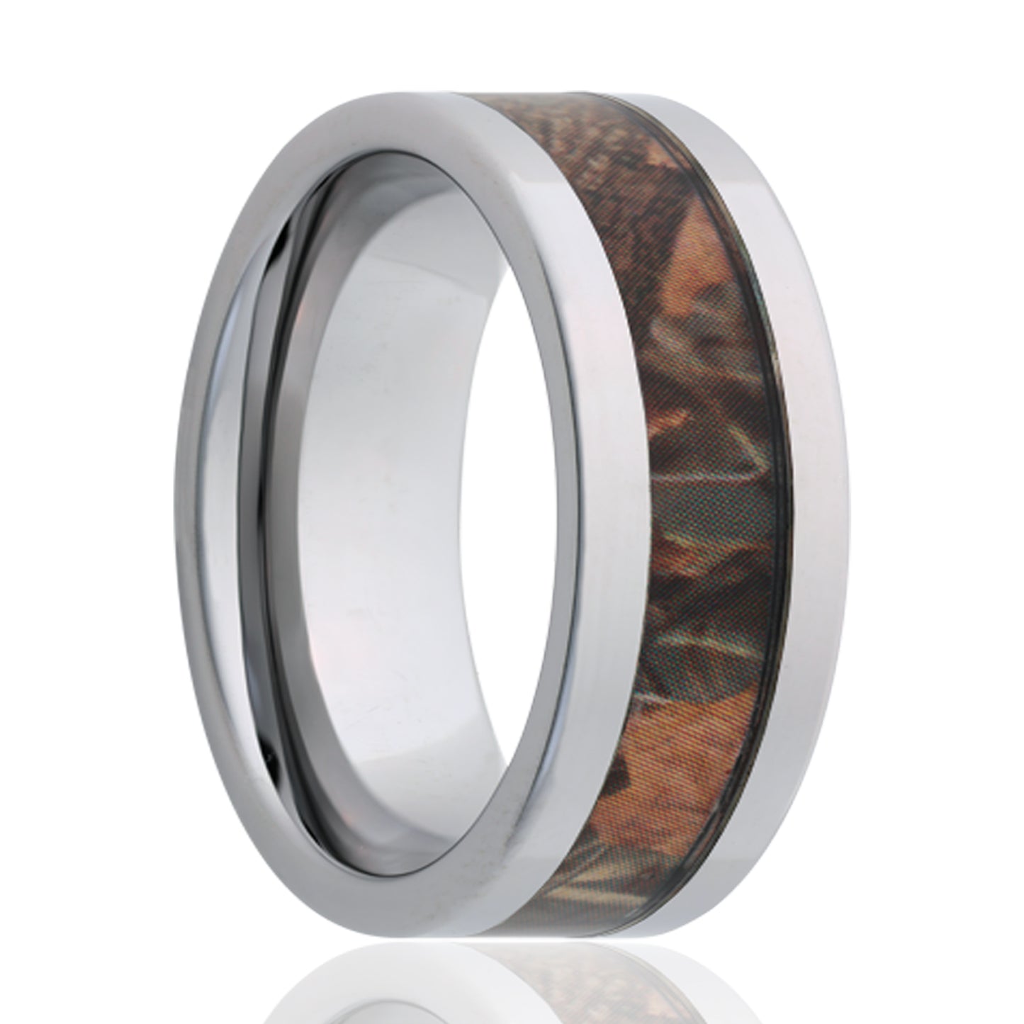 Titanium Comfort Fit Polished Ring with Camo Inlay