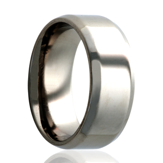Titanium Comfort Fit Beveled Edge Ring - Polished