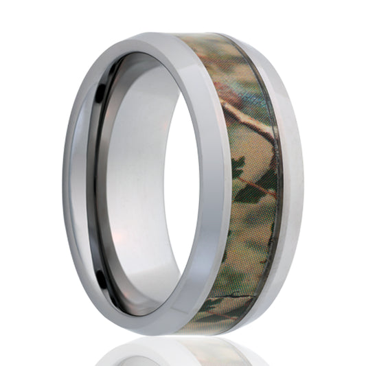 Titanium Comfort Fit Polished Camo Inlay Ring