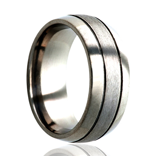 Titanium Ring with Dome Comfort Fit, Satin Center
