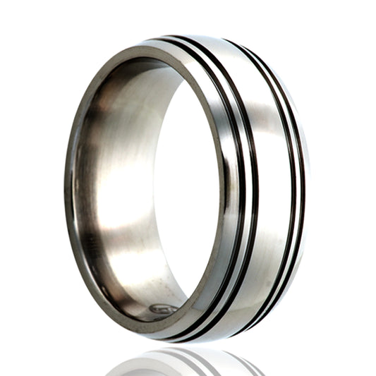 Titanium Dome Comfort Fit Polished Groove Ring