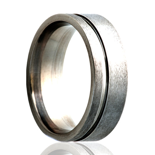 Titanium Comfort Fit Satin Finish Ring with Groove