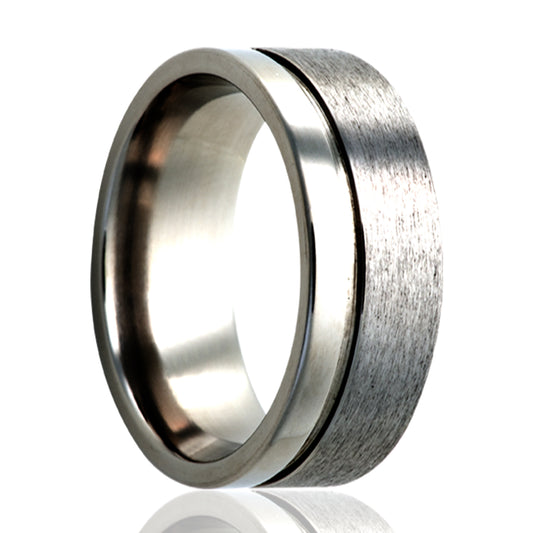 Titanium Comfort Fit Satin Polished Edge Ring