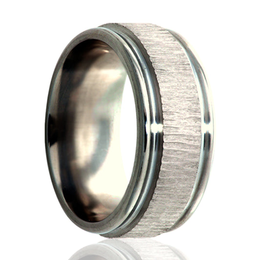 Titanium Treebark Finish Ring - Comfort Fit