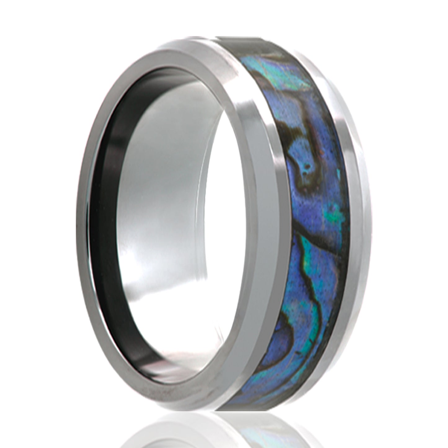 Tungsten Comfort Fit Ring with Abalone Inlay