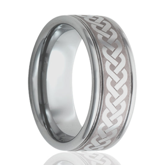 Tungsten Comfort Fit Ring with Celtic Weave