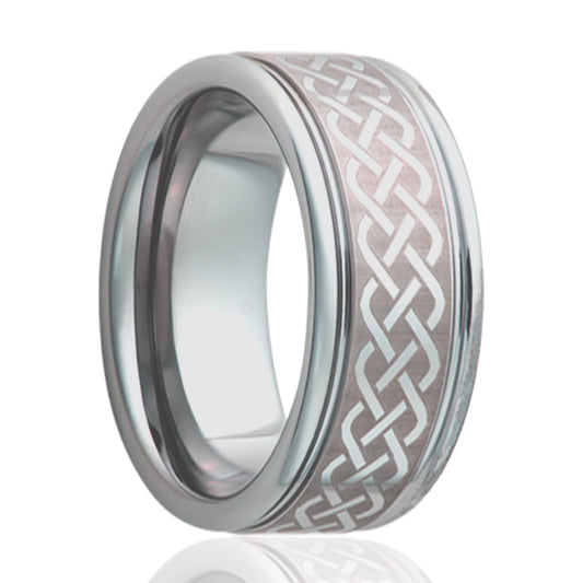 Tungsten Comfort Fit Ring with Celtic Weave