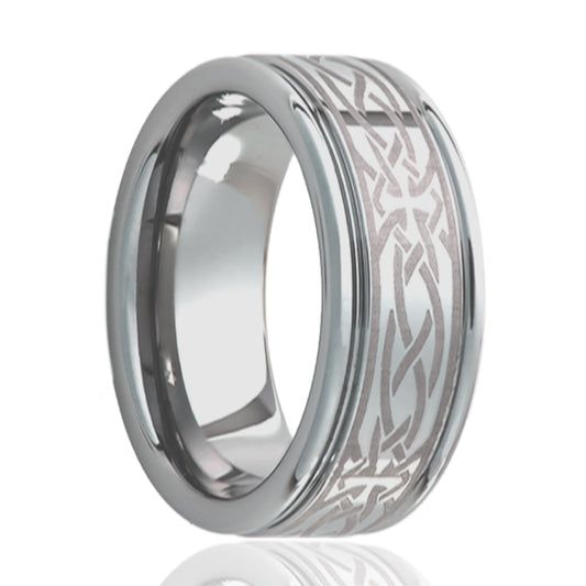 Tungsten Comfort Fit Ring Polished Finish Celtic
