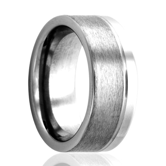 Tungsten Comfort Fit Satin Polished Edge Ring