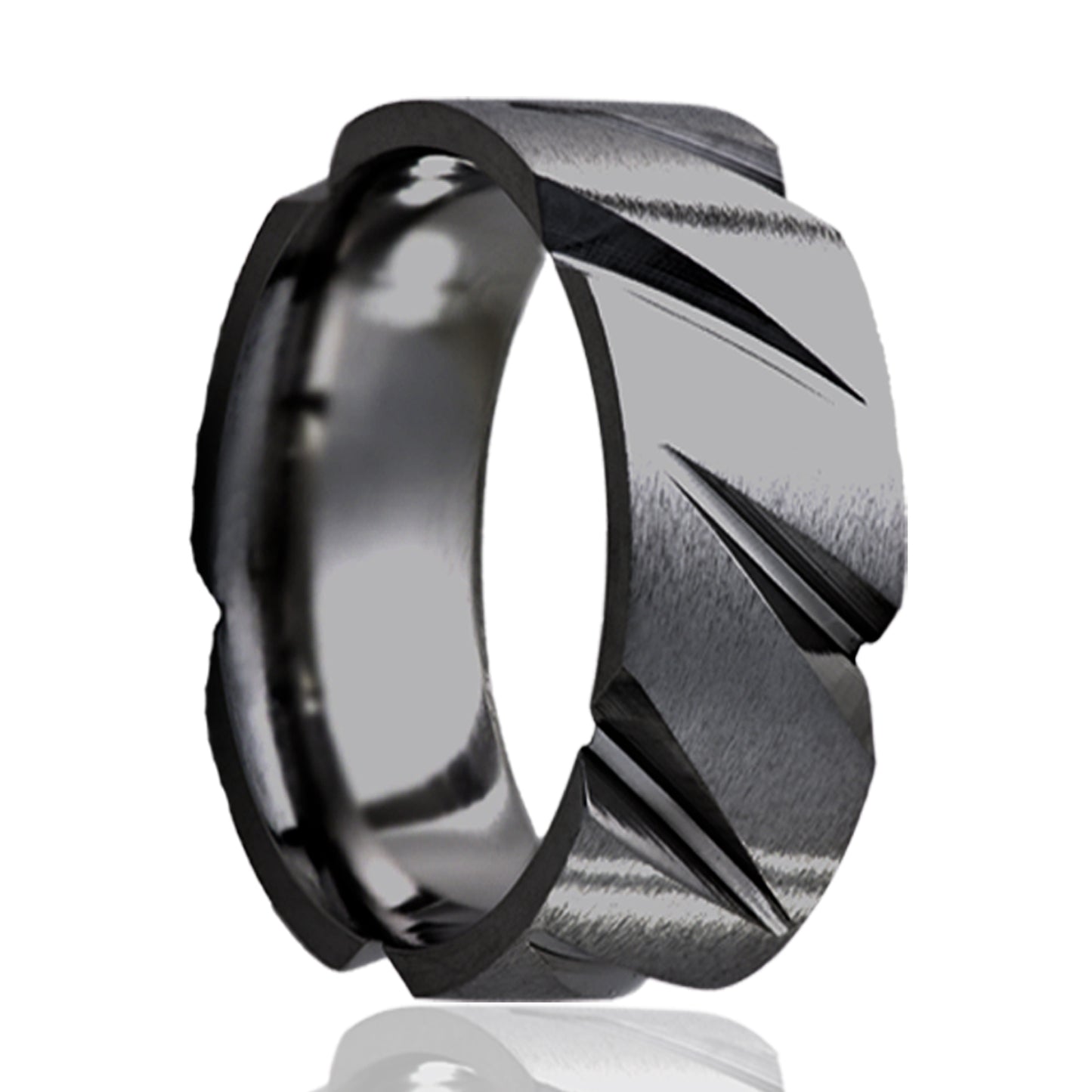 Zirconium Comfort Fit Satin Milled Pattern Ring