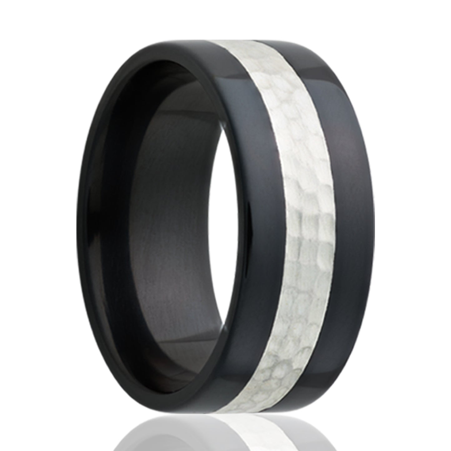 Zirconium Comfort Fit Polished Ring with Gold Inlay