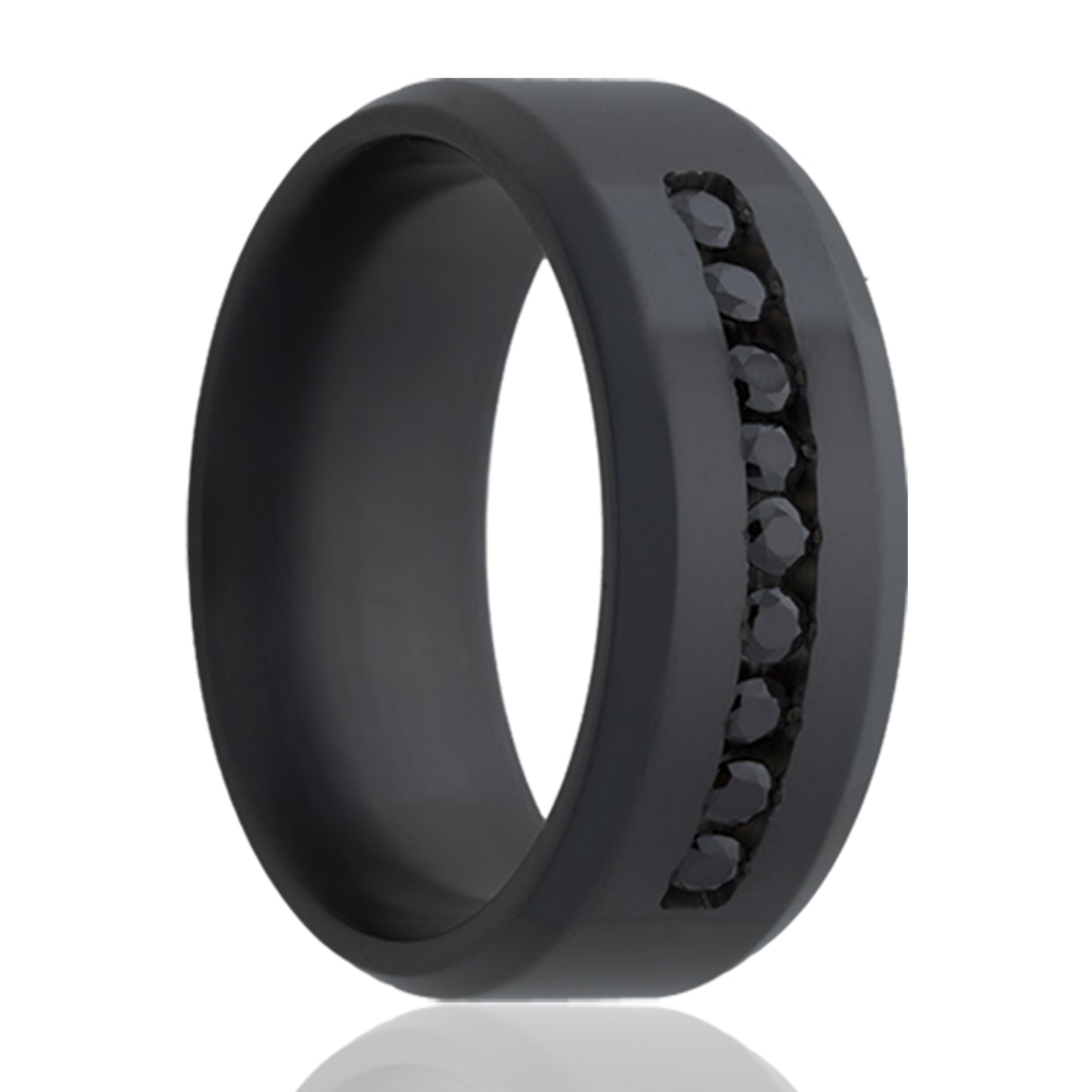 Zirconium Black Diamond Ring - Polished Finish Comfort Fit