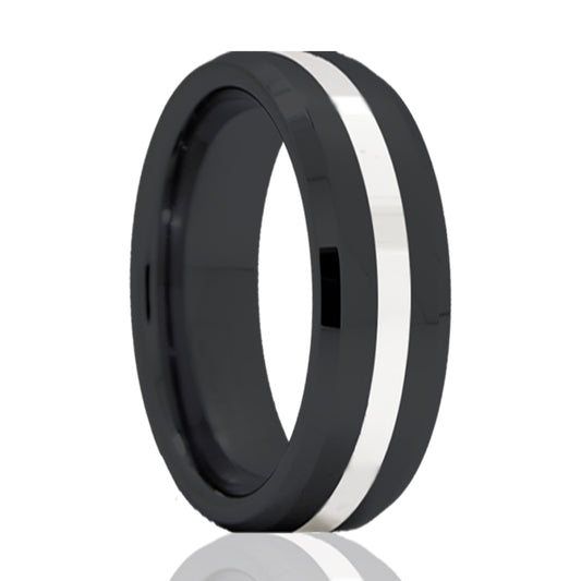 Zirconium Comfort Fit Polished Ring with Silver