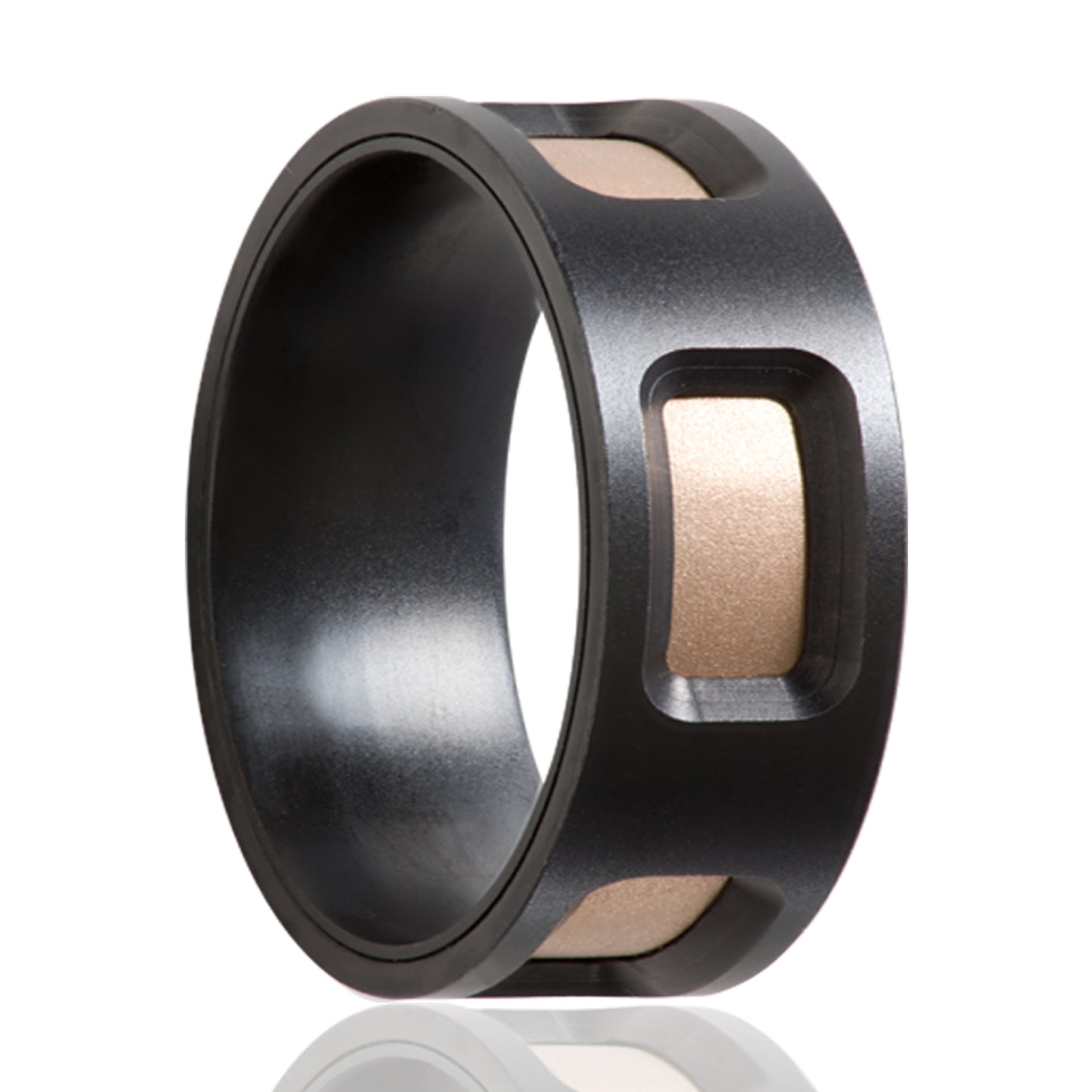 Zirconium Rose Gold Inlay Ring Comfort Fit