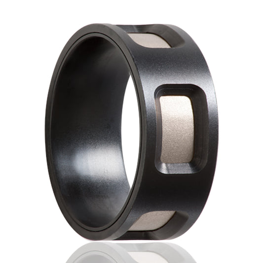 Zirconium Comfort Fit Satin Ring with Silver