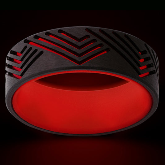 Zirconium Mountain Ring with Red Glow Sleeve