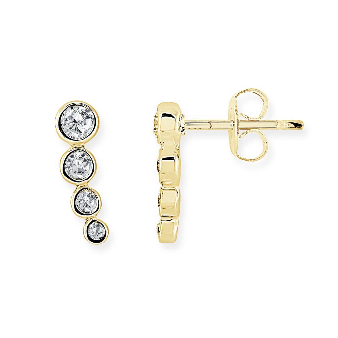 WHITE CZ 4 STONE DROP STUD