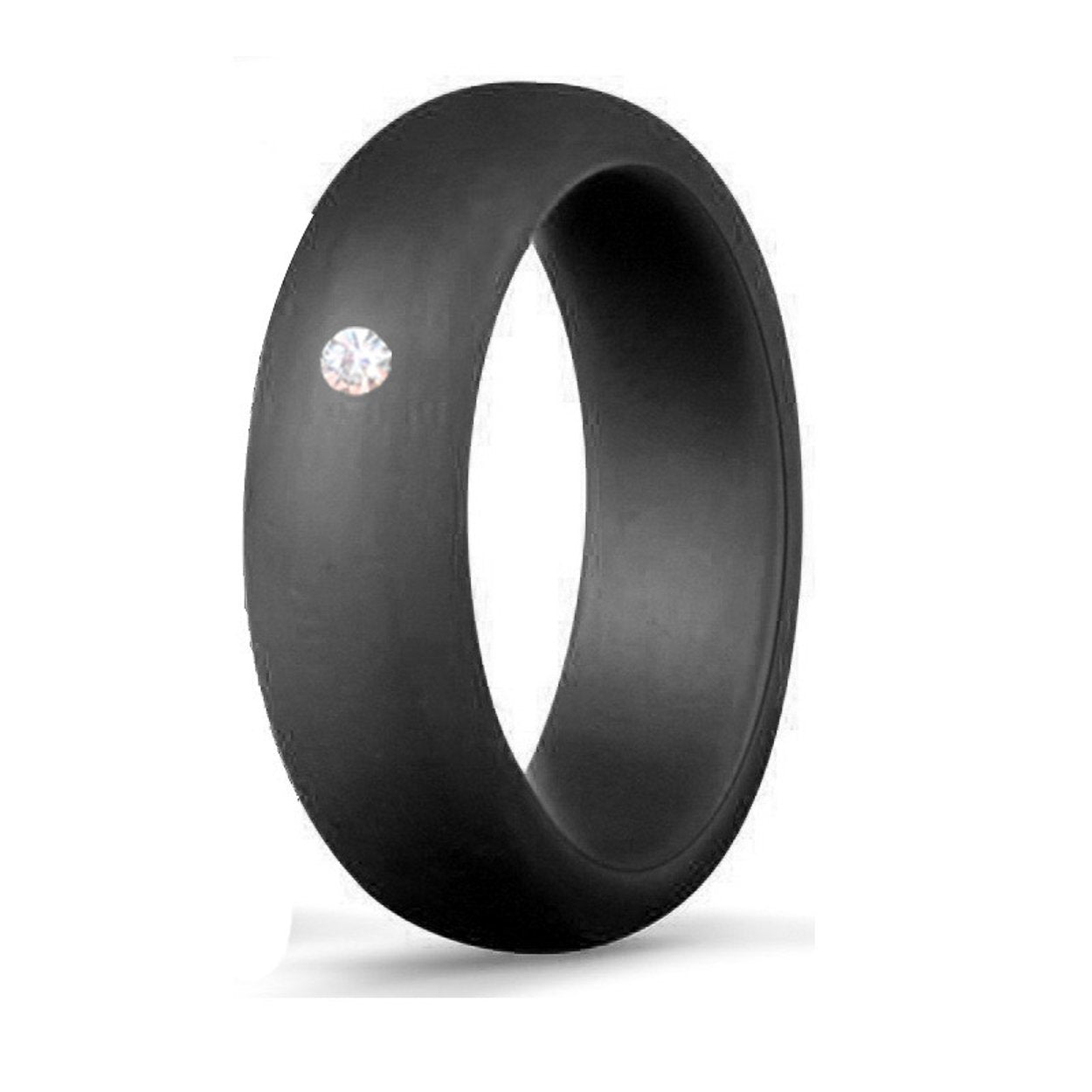 WHITE CZ SILICONE BAND