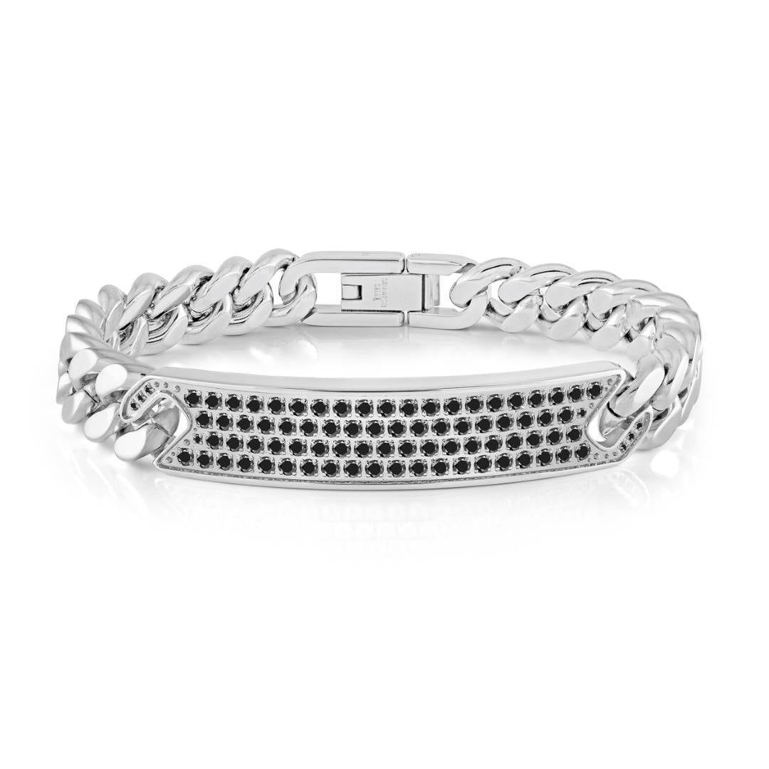 10MM CURB CZ ID-PLATE BRACELET