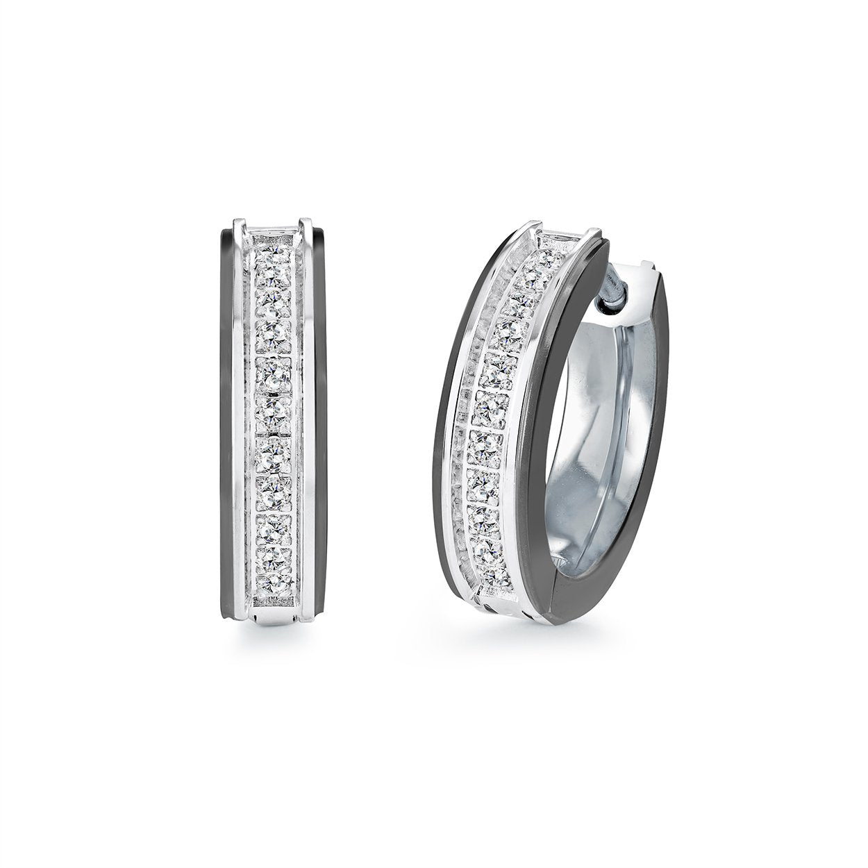 15MM 2-TONE-OUTER HUGGIE EARRINGS