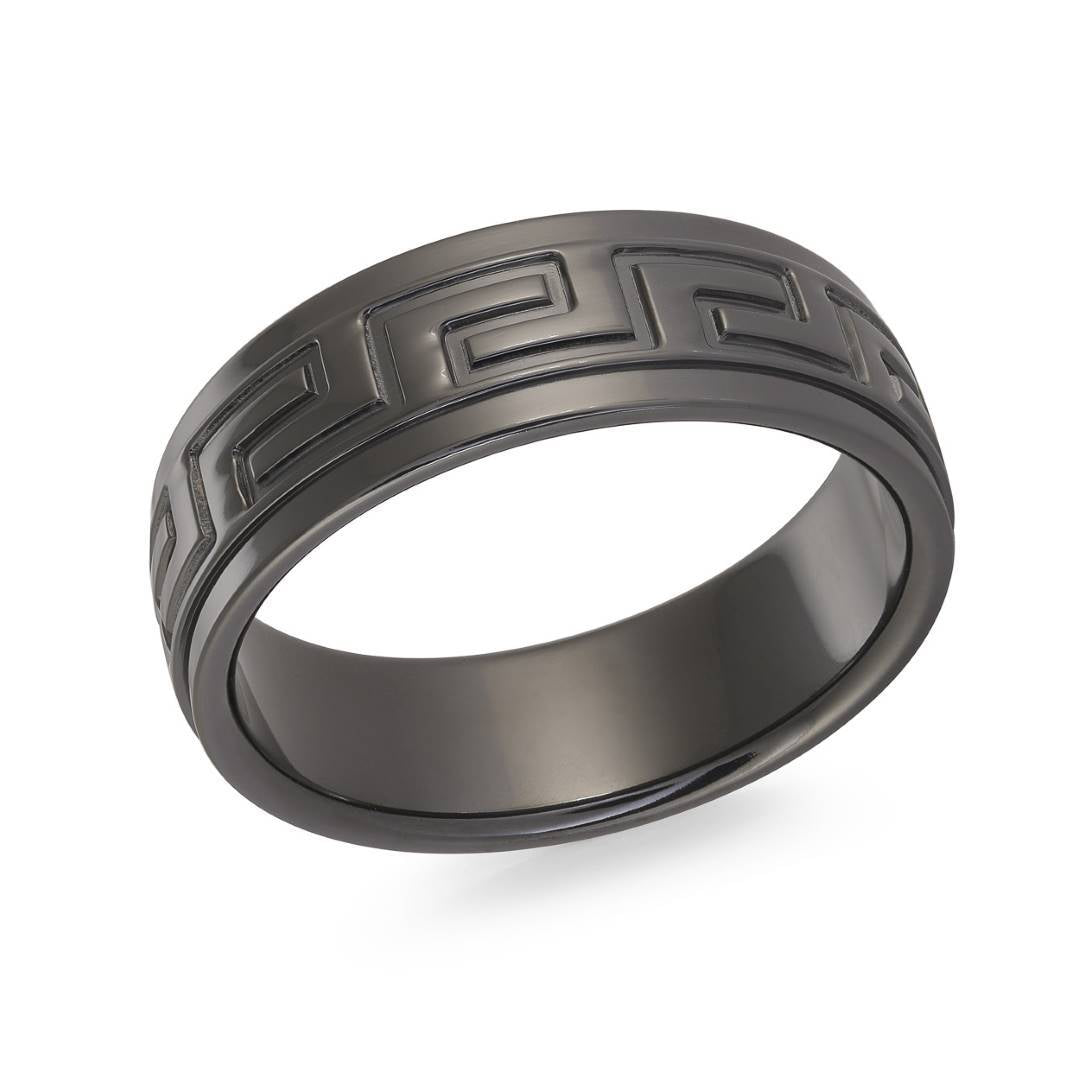 8MM TITANIUM GREEK KEY BAND