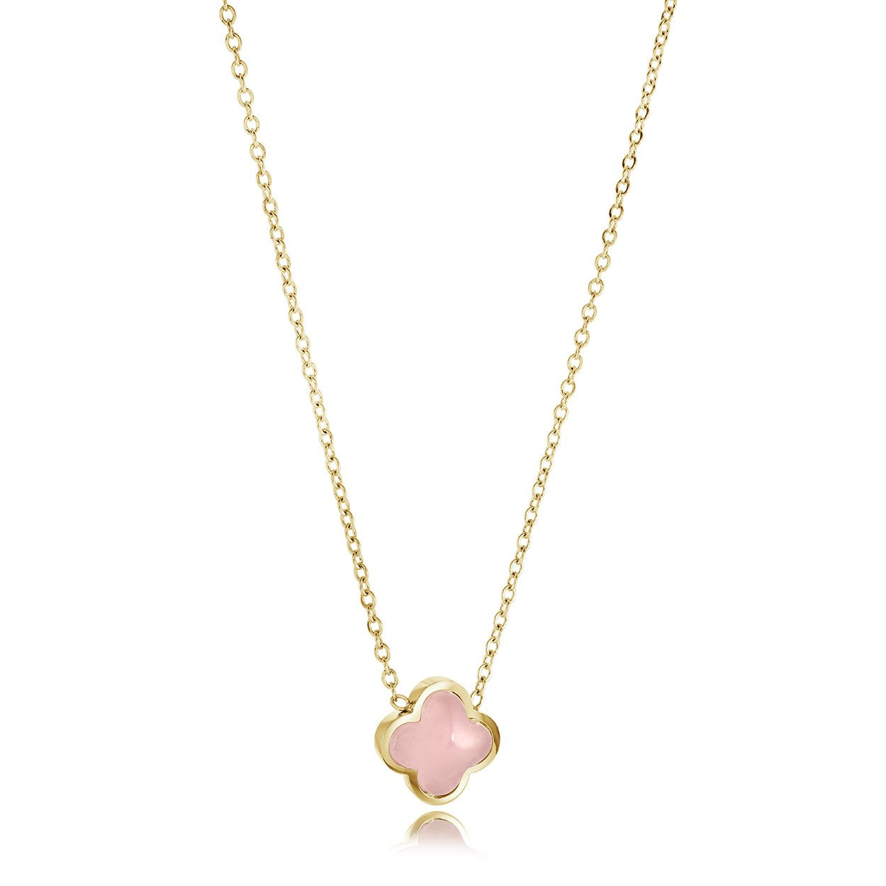 ROSE-QUARTZ LUCKY CLOVER NECKLACE