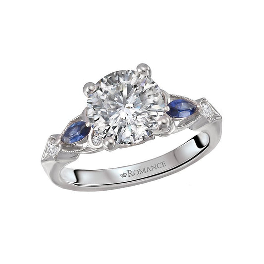 Diamond and Sapphire Semi-Mount Engagement Ring