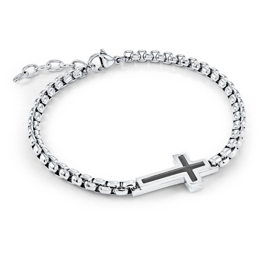 4MM LINED CROSS BRACELET