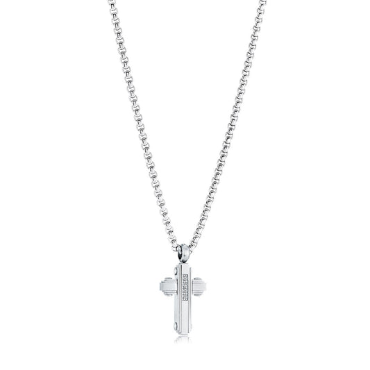 WHITE-CZ MICRO CROSS PENDANT