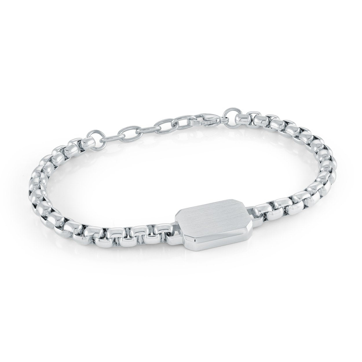 5MM BOX & ID PLATE BRACELET