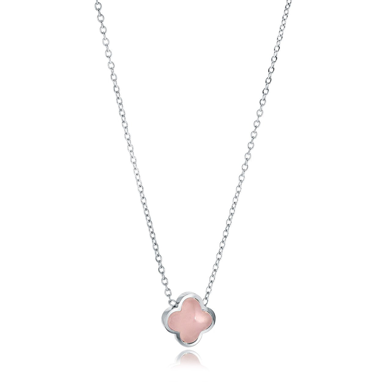 ROSE-QUARTZ LUCKY CLOVER NECKLACE