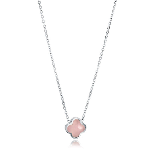 ROSE-QUARTZ LUCKY CLOVER NECKLACE