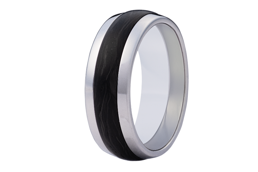 Cobalt Carbon Fiber Dome Ring - Comfort Fit