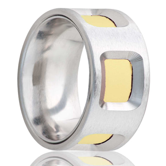 Cobalt Yellow Gold Inlay Ring Satin Finish
