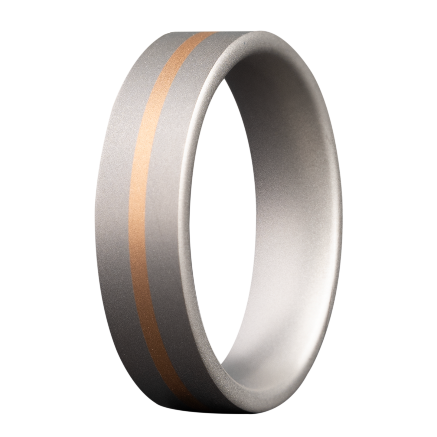 Cobalt Comfort Fit Matte Ring with Rose Gold