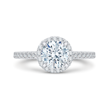 Euro Shank Diamond Halo Engagement Ring in 14K White Gold (Semi-Mount)