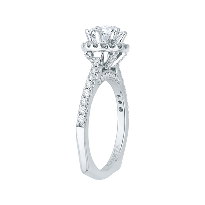 Euro Shank Diamond Halo Engagement Ring in 14K White Gold (Semi-Mount)