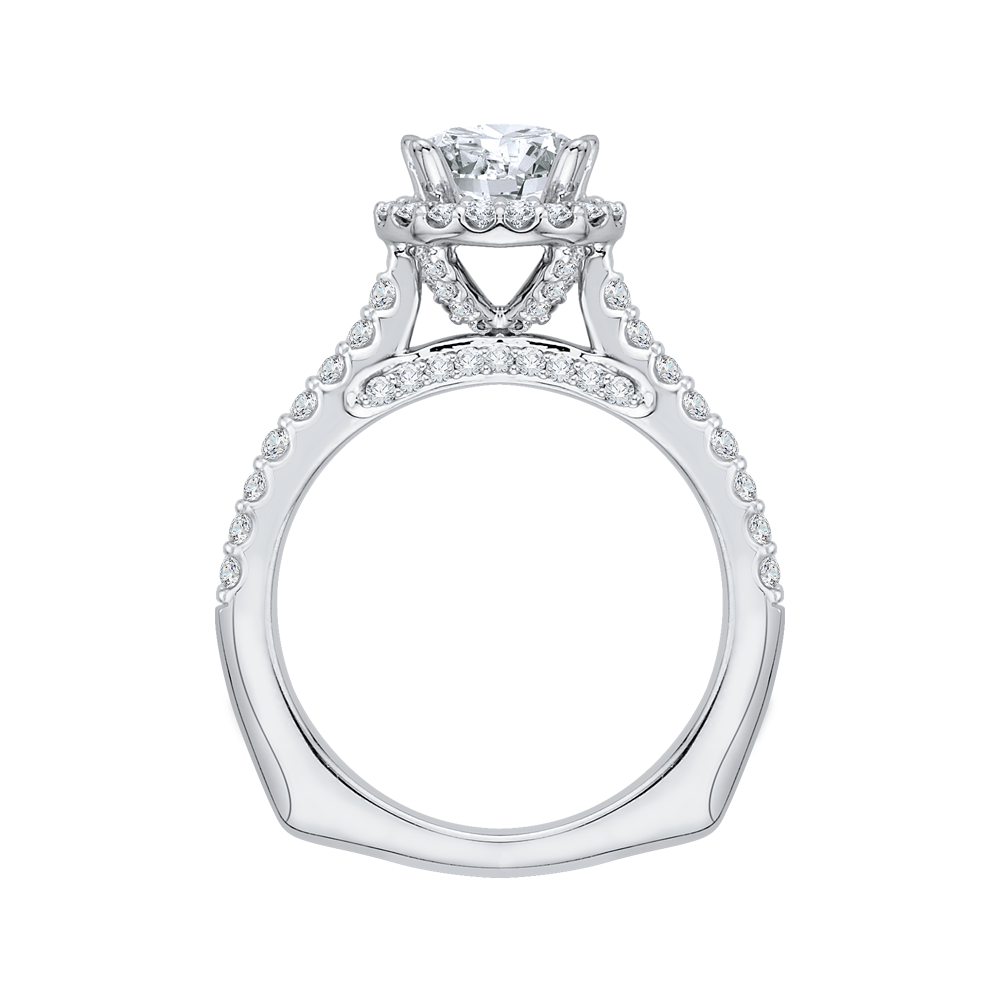 Euro Shank Diamond Halo Engagement Ring in 14K White Gold (Semi-Mount)