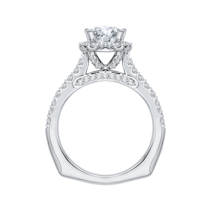 Euro Shank Diamond Halo Engagement Ring in 14K White Gold (Semi-Mount)