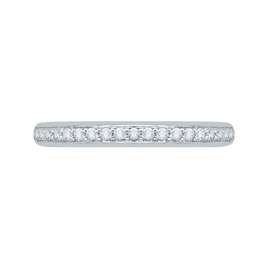 Euro Shank Round Diamond Half-Eternity Wedding Band in 14K White Gold