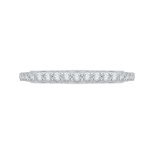 Euro Shank Round Diamond Wedding Band in 14K White Gold
