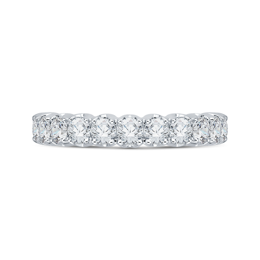 14K White Gold Round Diamond Euro Shank Wedding Band