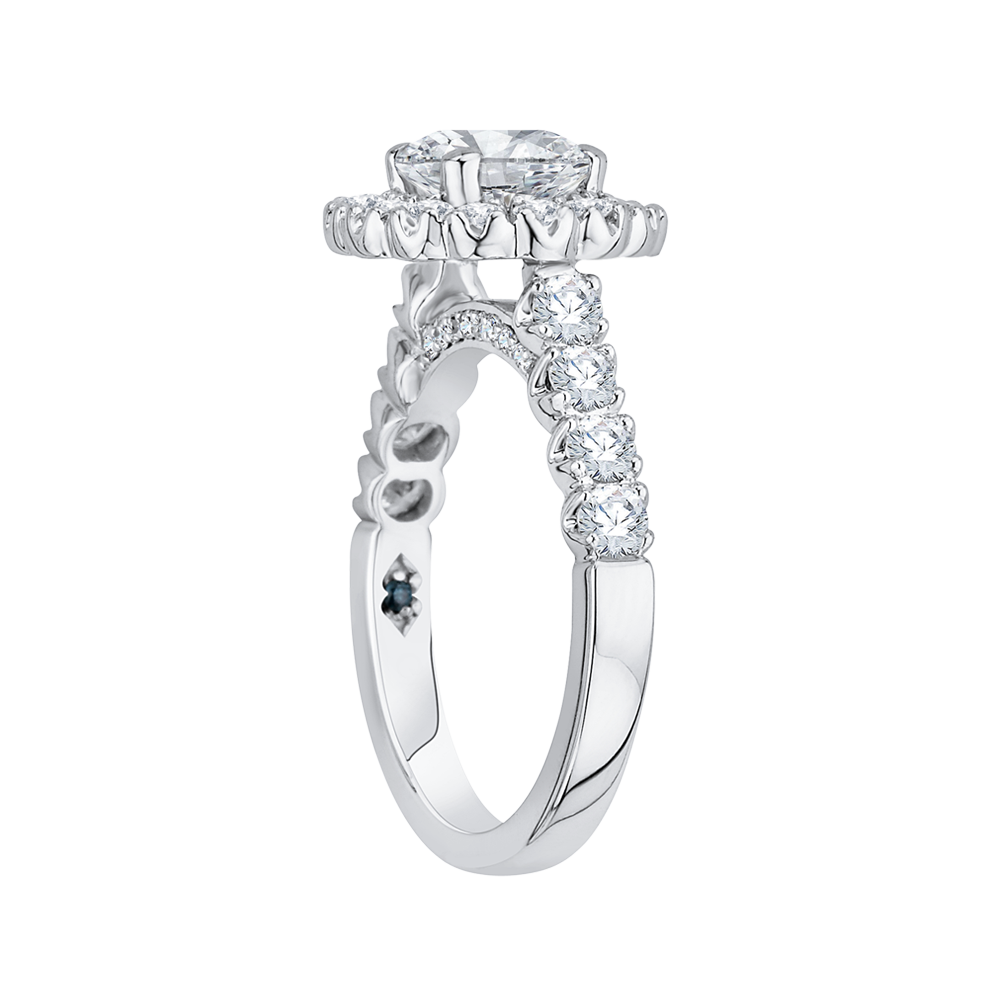 Round Diamond Halo Engagement Ring in 14K White Gold (Semi-Mount)