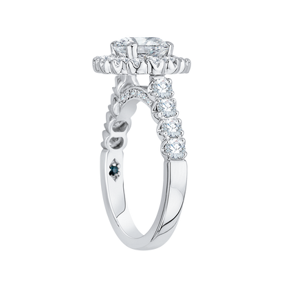 Round Diamond Halo Engagement Ring in 14K White Gold (Semi-Mount)